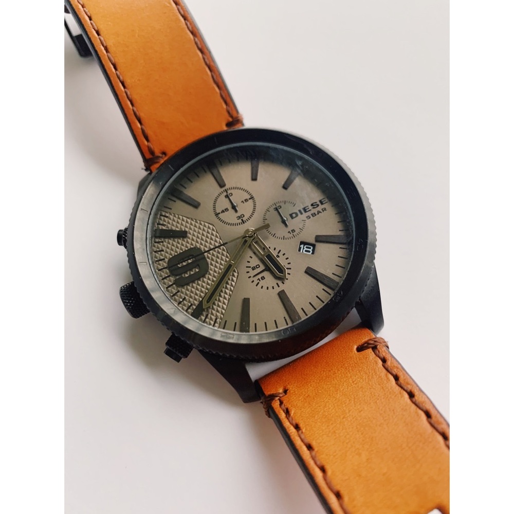 Men’s diesel watch rasp chronograph camel brown